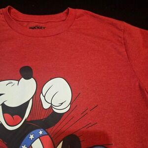 Disney Mickey Mouse Patriotic T Shirt Men's Large Red Graphic Tee